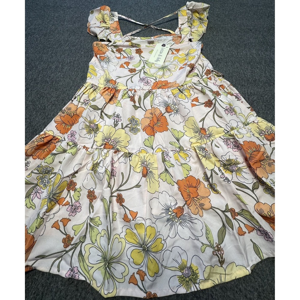 Lottie & Holly Dress Womens XS Blush Rust‎ Floral Puff Sleeve Tiered Ruffle Boho